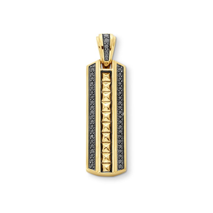 Black Diamond Gold Pave Pendant In Solid 14K Yellow Gold