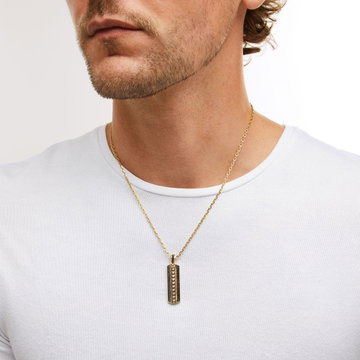 Black Diamond Gold Pave Pendant In Solid 14K Yellow Gold