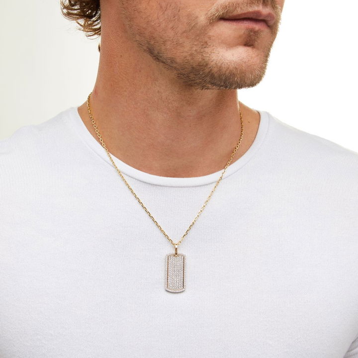 Pave Diamond Dog Tag Pendant