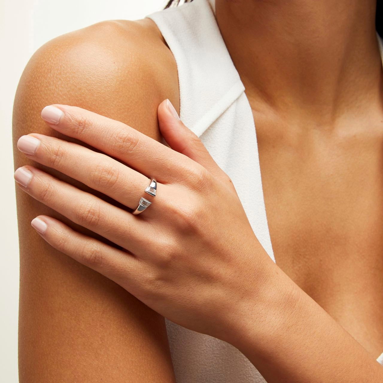Trapezoid Diamond Bezel Open Ring