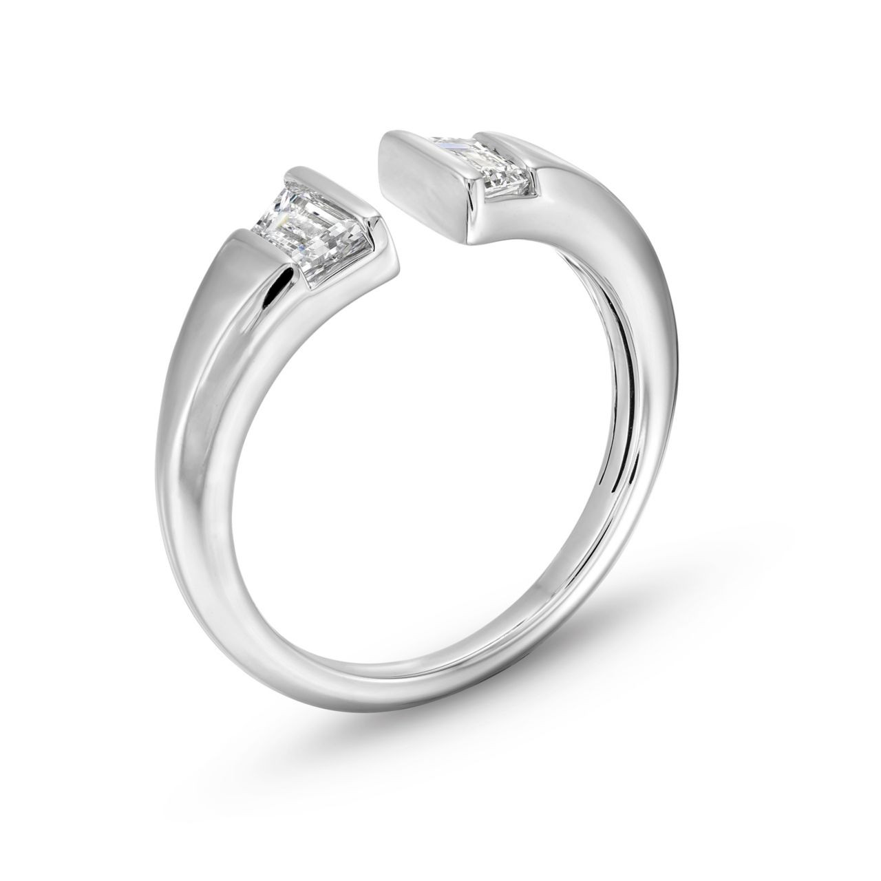 Trapezoid Diamond Bezel Open Ring