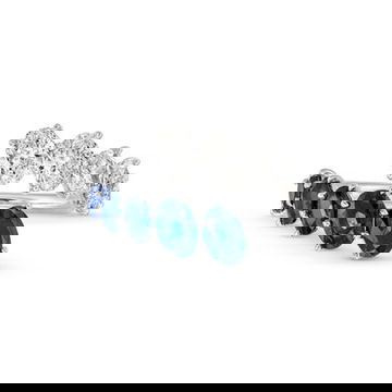 Oval Blue Sapphire Diamond Bypass Ring