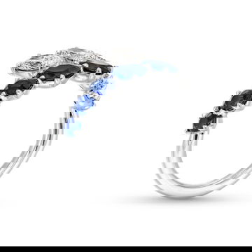 Oval Blue Sapphire Diamond Bypass Ring
