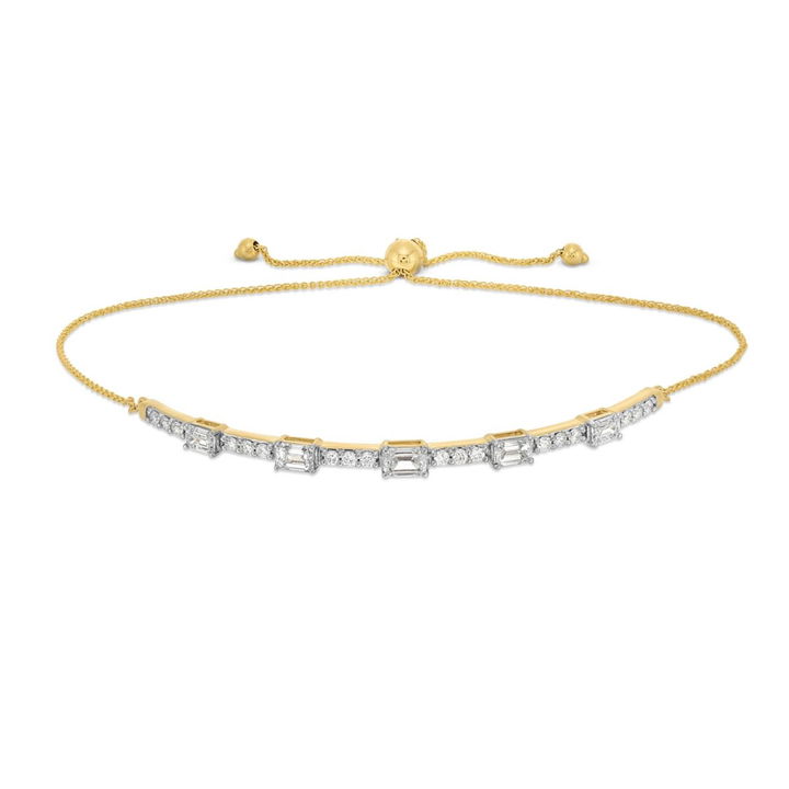 Yellow Gold 14K Diamond Bolo Bracelet