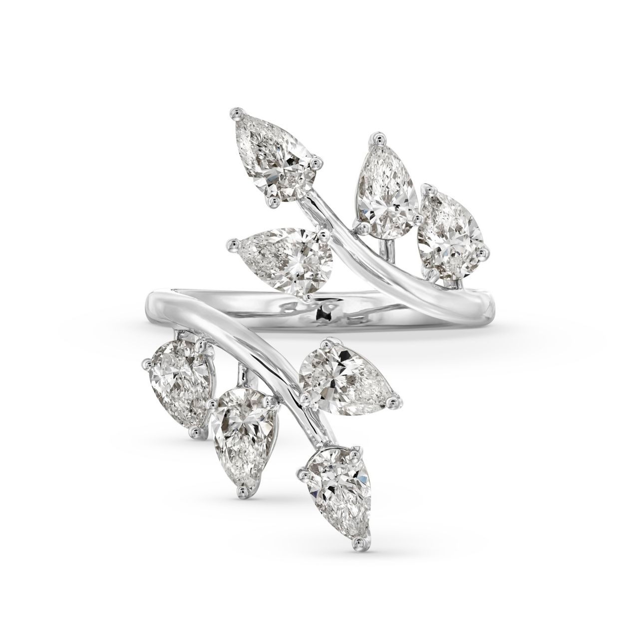 Pear Shape Diamond Leaf Wrap Ring 0