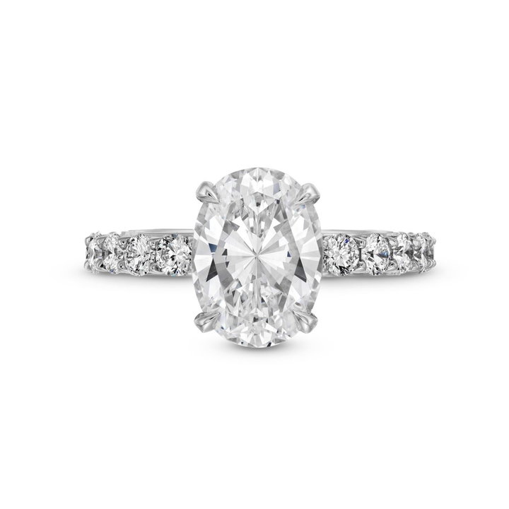Michael M. Hidden Halo V-Prong 3/4 Way Diamond Engagement Setting In White Gold 18K