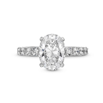 Michael M. Hidden Halo V-Prong 3/4 Way Diamond Engagement Setting In White Gold 18K