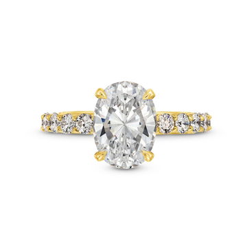 Michael M. Hidden Halo V-Prong 3/4 Way Diamond Engagement Setting In White Gold 18K