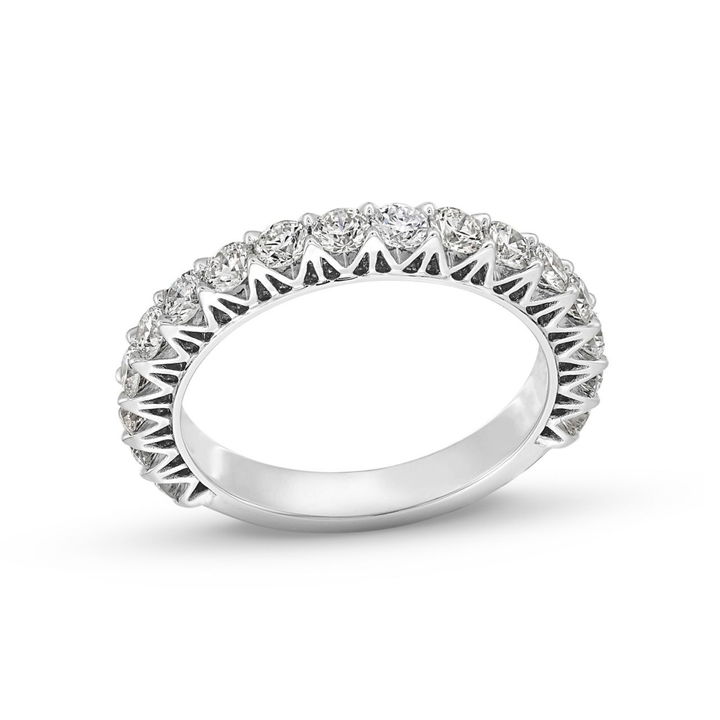 White Gold 18K Michael M. V-Prong 3/4 Way Diamond Wedding Band