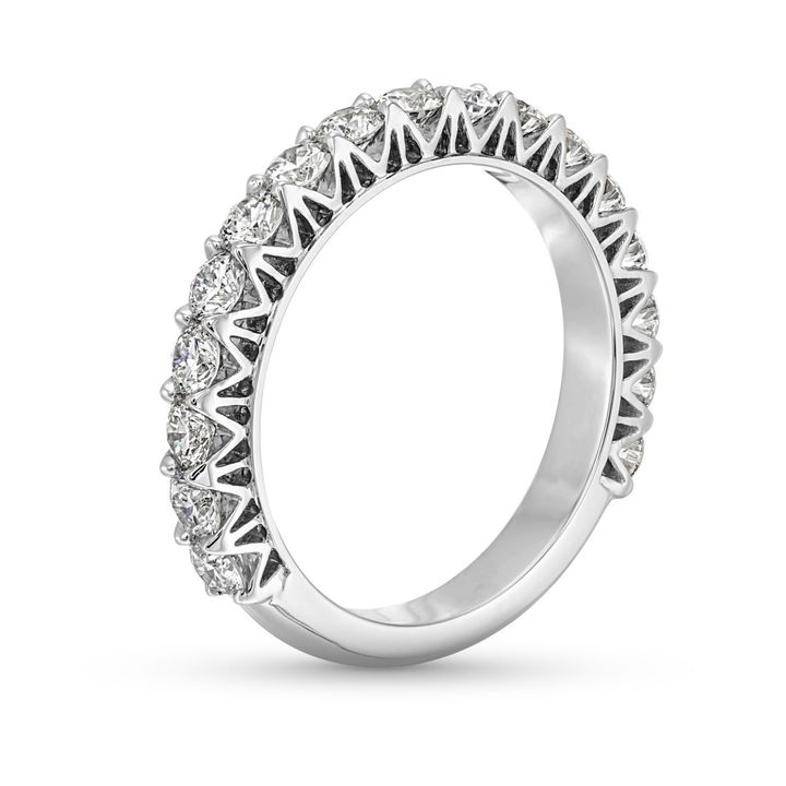 White Gold 18K Michael M. V-Prong 3/4 Way Diamond Wedding Band