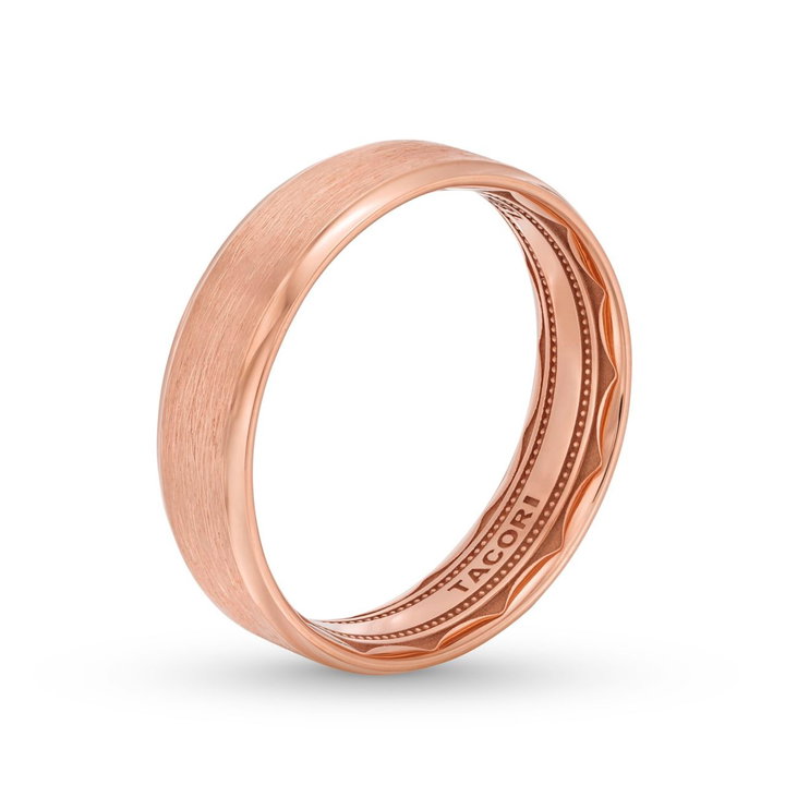 Tacori Classic Bevel Edge Brushed Finish Wedding Band In Rose Gold 18K