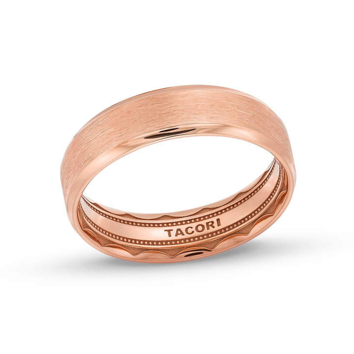 Tacori Classic Bevel Edge Brushed Finish Wedding Band In Rose Gold 18K