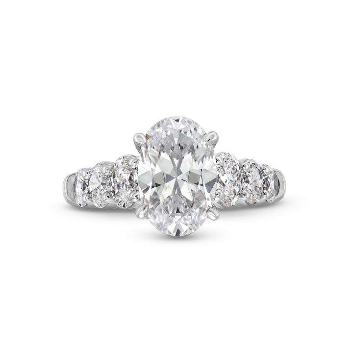 A. Jaffe Graduated Oval Diamond Engagement Setting In White Gold 18K