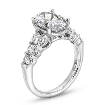 A. Jaffe Graduated Oval Diamond Engagement Setting In White Gold 18K