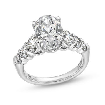 A. Jaffe Graduated Oval Diamond Engagement Setting In White Gold 18K