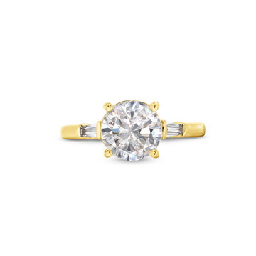 Uneek Three Stone Baguette Diamond Engagement Setting In White Gold 14K