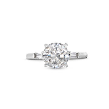 Uneek Three Stone Baguette Diamond Engagement Setting In White Gold 14K