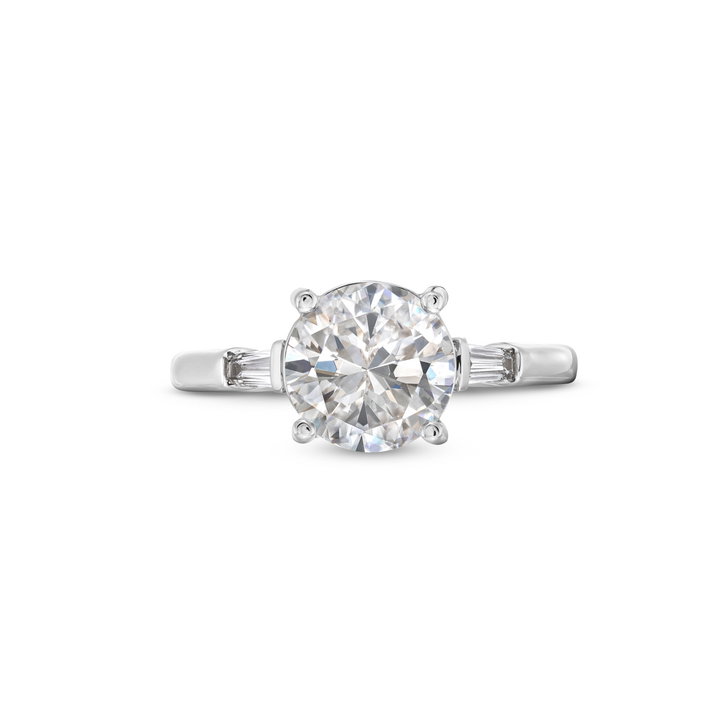 Uneek Three Stone Baguette Diamond Engagement Setting In White Gold 14K