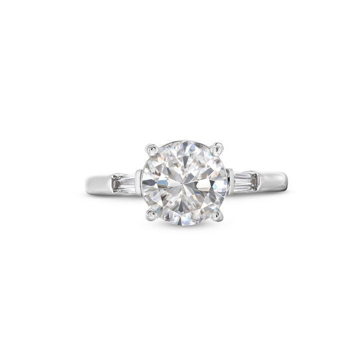 White Gold 14K Uneek Three Stone Baguette Diamond Engagement Setting