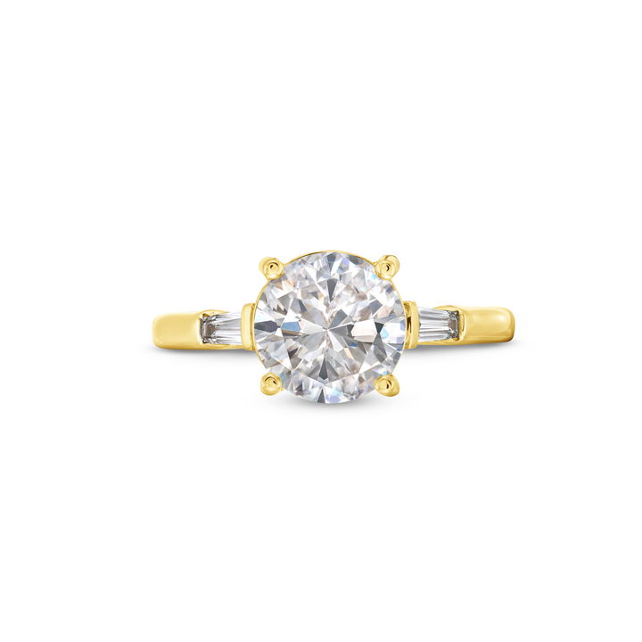 Yellow Gold 14K Uneek Three Stone Baguette Diamond Engagement Setting