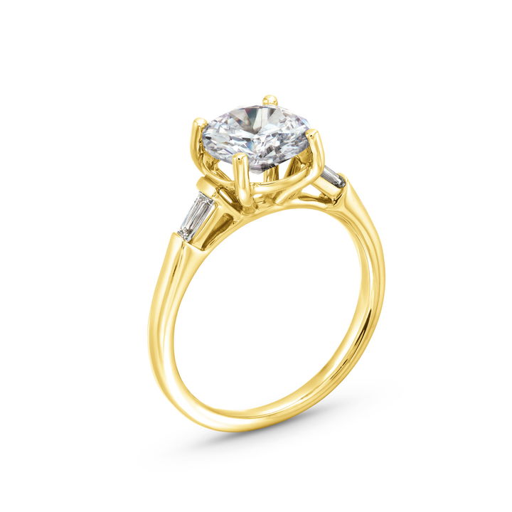 Yellow Gold 14K Uneek Three Stone Baguette Diamond Engagement Setting