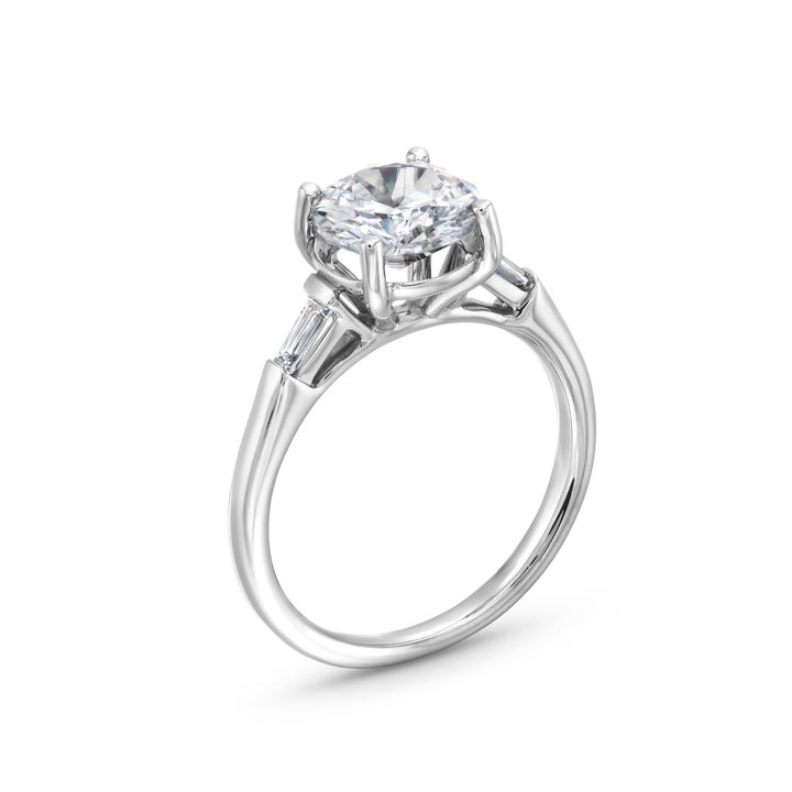 White Gold 14K Uneek Three Stone Baguette Diamond Engagement Setting