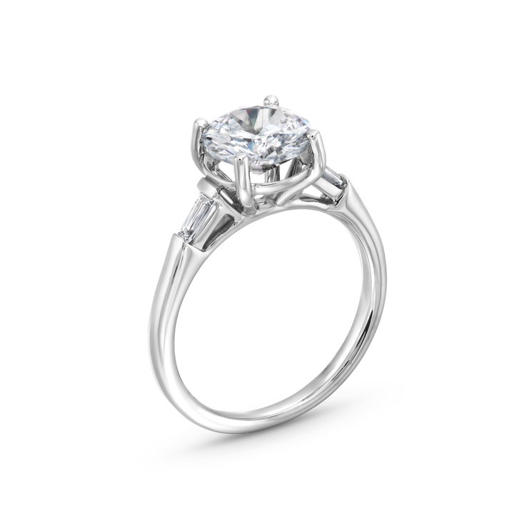 Uneek Three Stone Baguette Diamond Engagement Setting In White Gold 14K