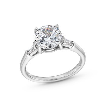 Uneek Three Stone Baguette Diamond Engagement Setting In White Gold 14K