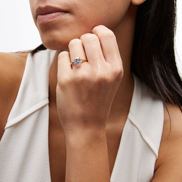 Uneek Hidden Halo Split Engagement Setting In Yellow Gold 18K