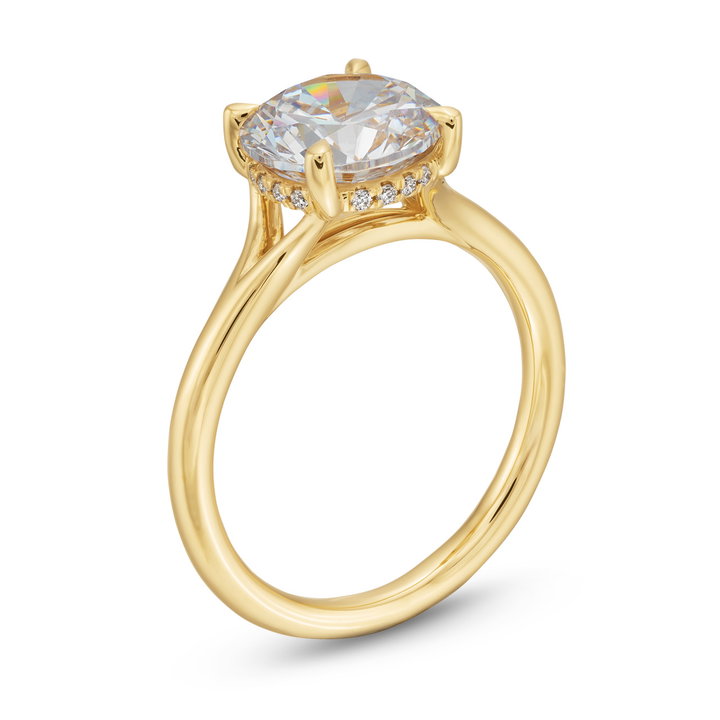 Uneek Hidden Halo Split Engagement Setting In Yellow Gold 18K