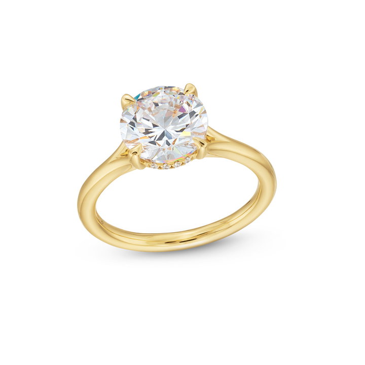 Uneek Hidden Halo Split Engagement Setting In Yellow Gold 18K