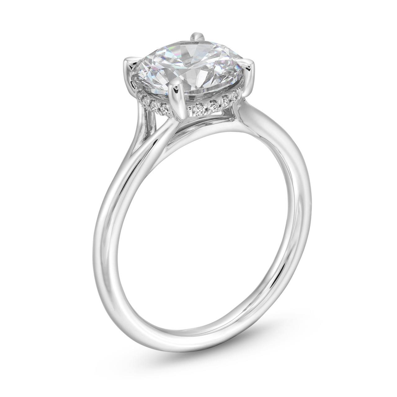 Uneek Hidden Halo Split Engagement Setting In White Gold 18K 2