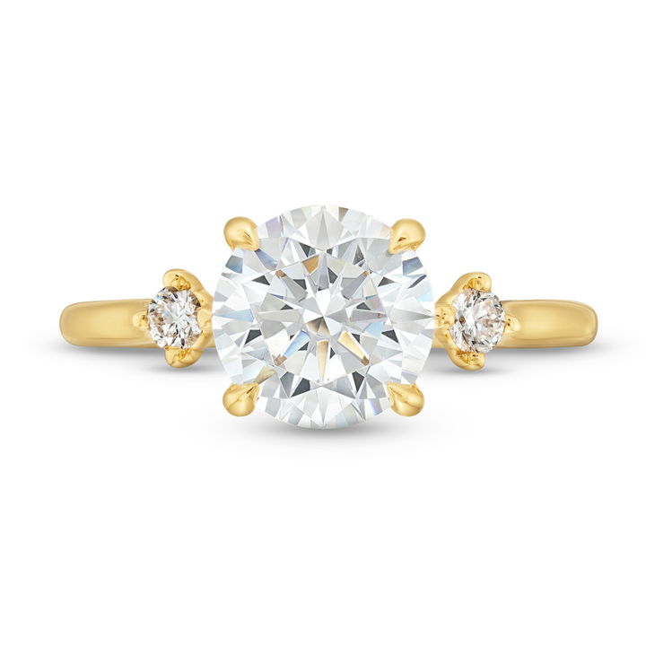 Yellow Gold 18K Uneek Three Stone Kite Side Diamond Engagement Setting