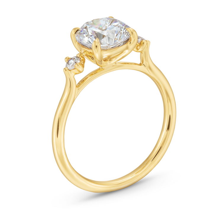 Yellow Gold 18K Uneek Three Stone Kite Side Diamond Engagement Setting