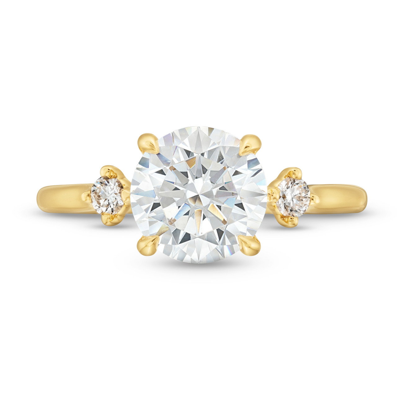 Uneek Three Stone Kite Side Diamond Engagement Setting 0