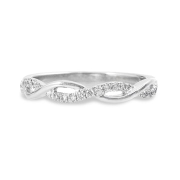 Diamond Twist Wedding Band (0.15tw) In White Gold 14K