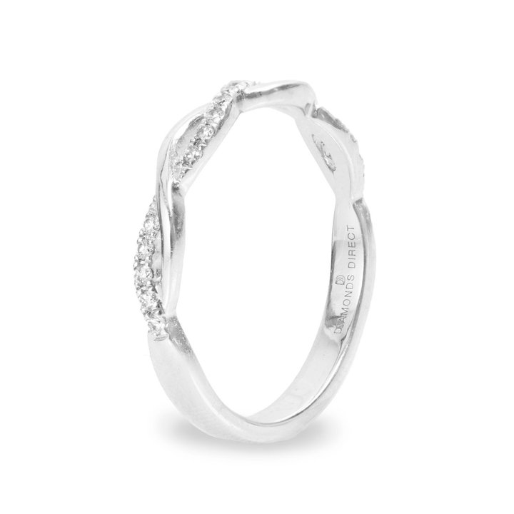 Diamond Twist Wedding Band (0.15tw) In White Gold 14K
