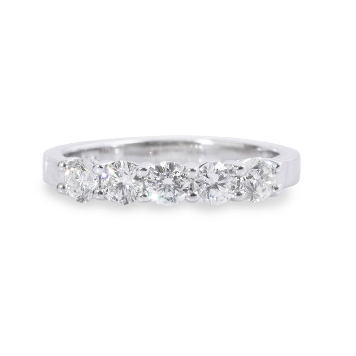 Shared Prong Diamond Wedding Band (0.75tw) In Solid 14K White Gold