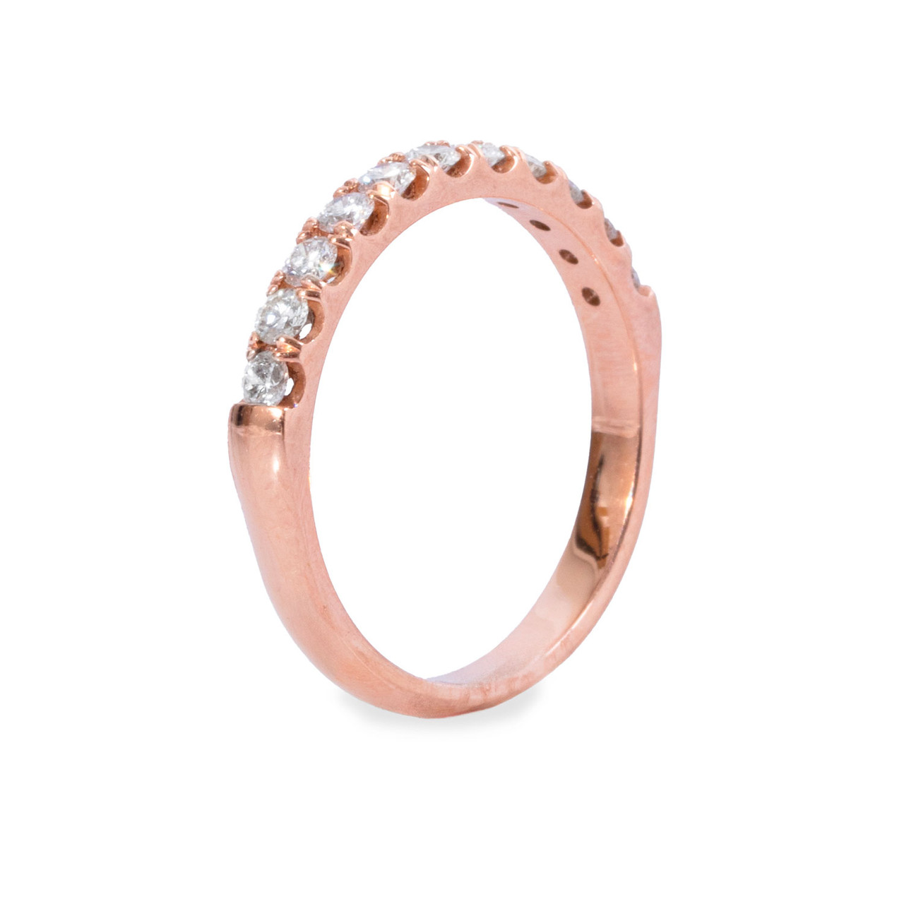 Rose Gold Shared Prong Diamond Wedding Band (0.44tw) 1