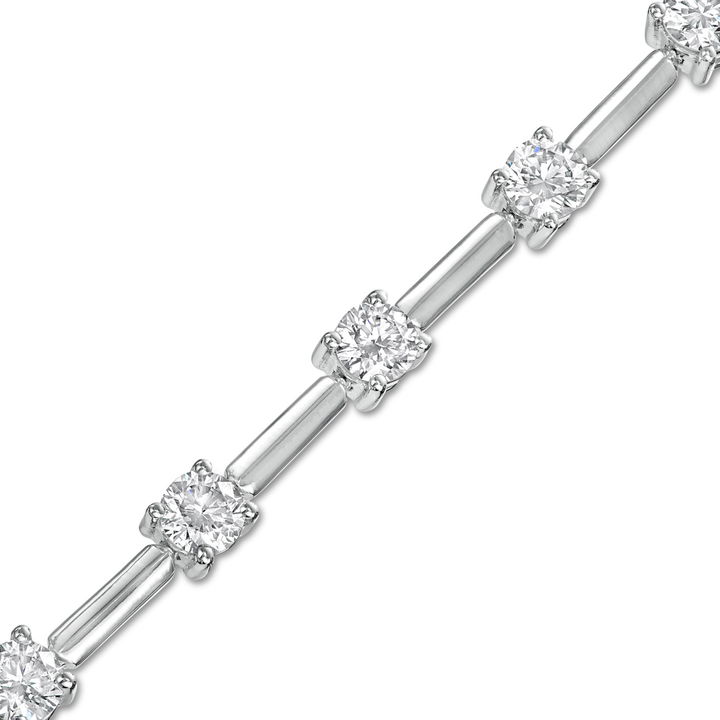 White Gold 14K Alternating Round Diamond Bar Tennis Bracelet
