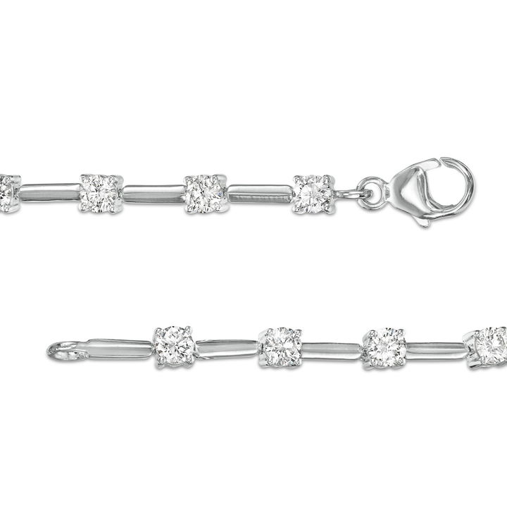 White Gold 14K Alternating Round Diamond Bar Tennis Bracelet