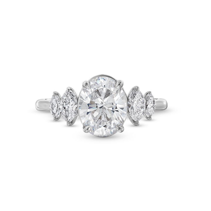 Uneek Graduated Five Diamond Engagement Setting In White Gold 18K