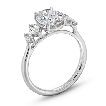 Uneek Graduated Five Diamond Engagement Setting In White Gold 18K