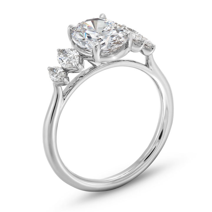 Uneek Graduated Five Diamond Engagement Setting In White Gold 18K