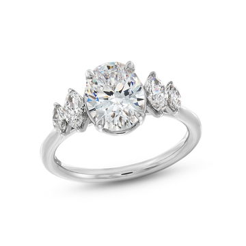 Uneek Graduated Five Diamond Engagement Setting In White Gold 18K