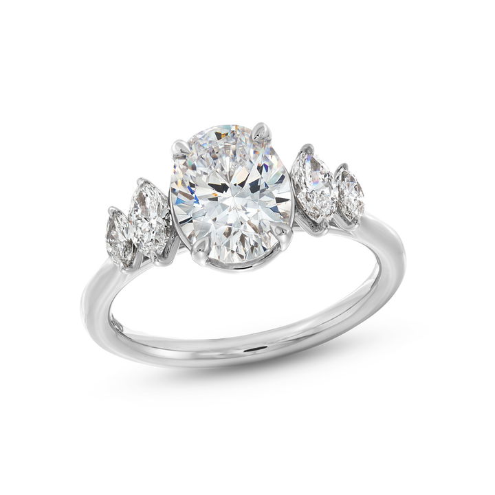 Uneek Graduated Five Diamond Engagement Setting In White Gold 18K