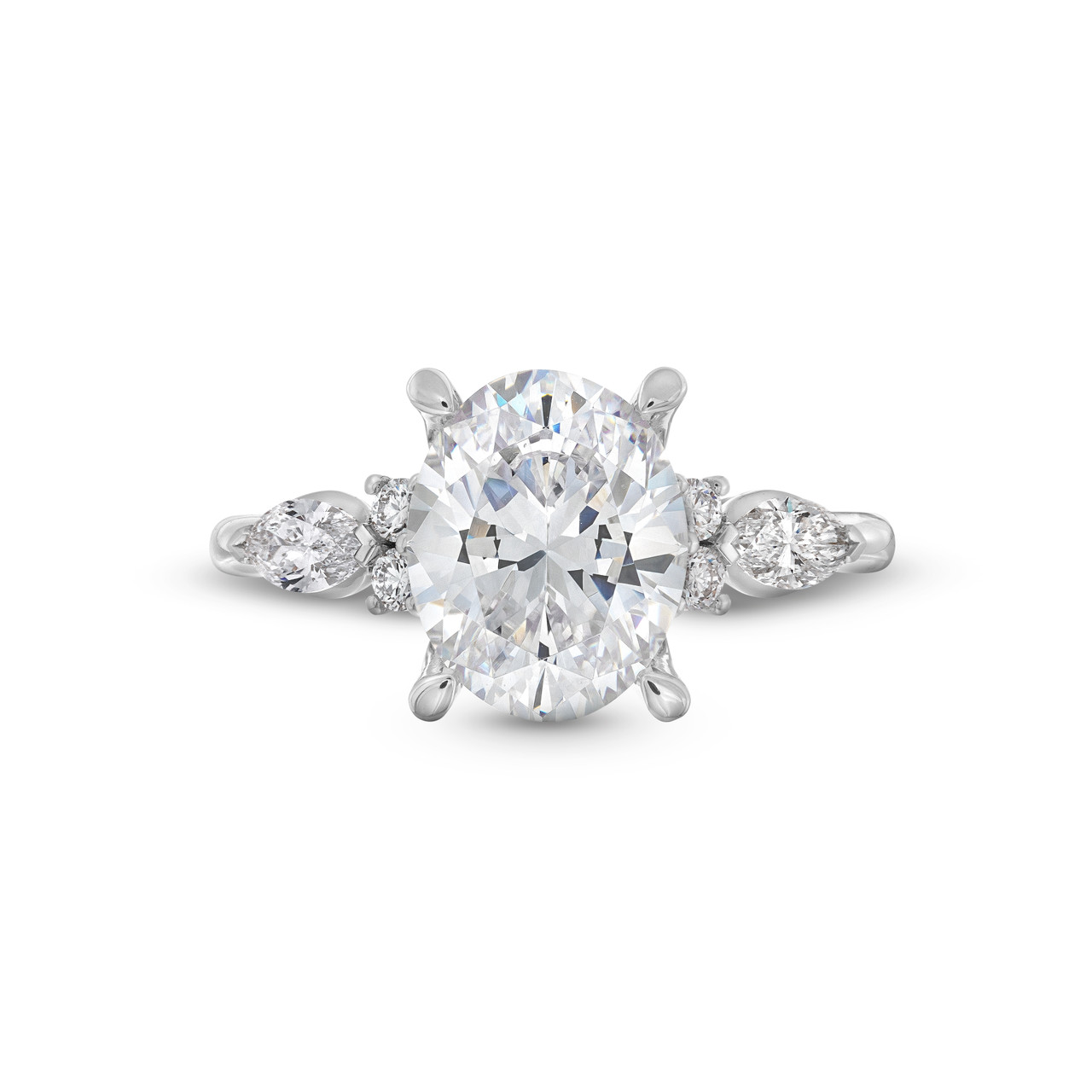 Uneek Marquise Round Side Stone Diamond Engagement Setting 0