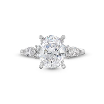 Uneek Marquise Round Side Stone Diamond Engagement Setting In White Gold 18K