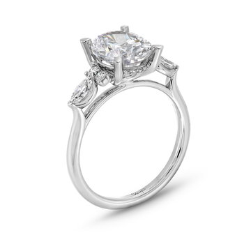 Uneek Marquise Round Side Stone Diamond Engagement Setting In White Gold 18K