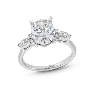 Uneek Marquise Round Side Stone Diamond Engagement Setting In White Gold 18K